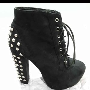 Black studded suede boots